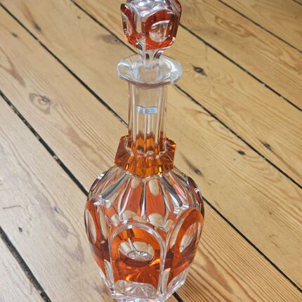 Orange crystal carafe Val Saint-Lambert - 1950s
