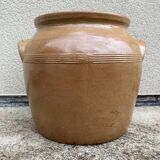 Brown stoneware jar pot