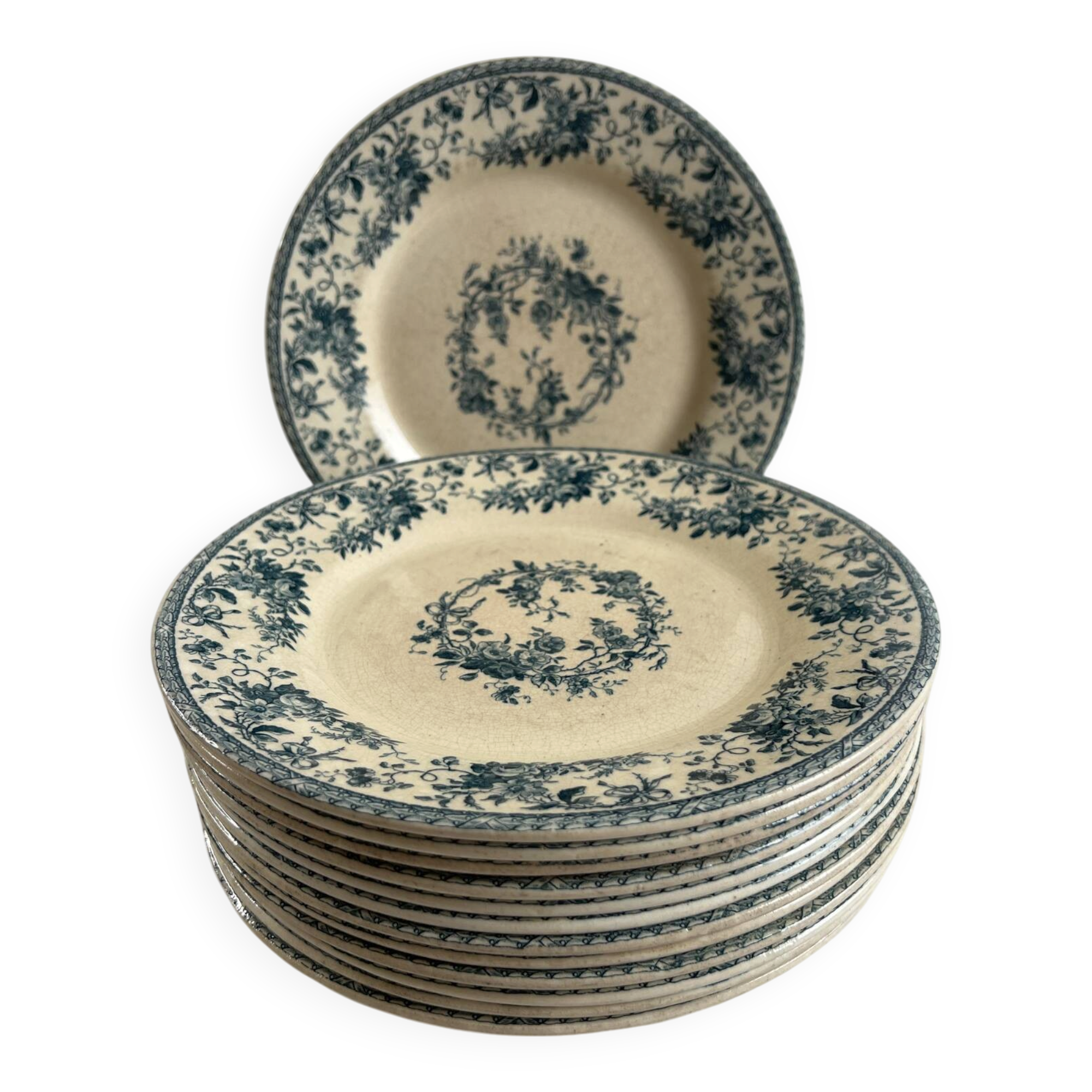 Ironstone gien 1875 — bouquet of roses collection set of 12