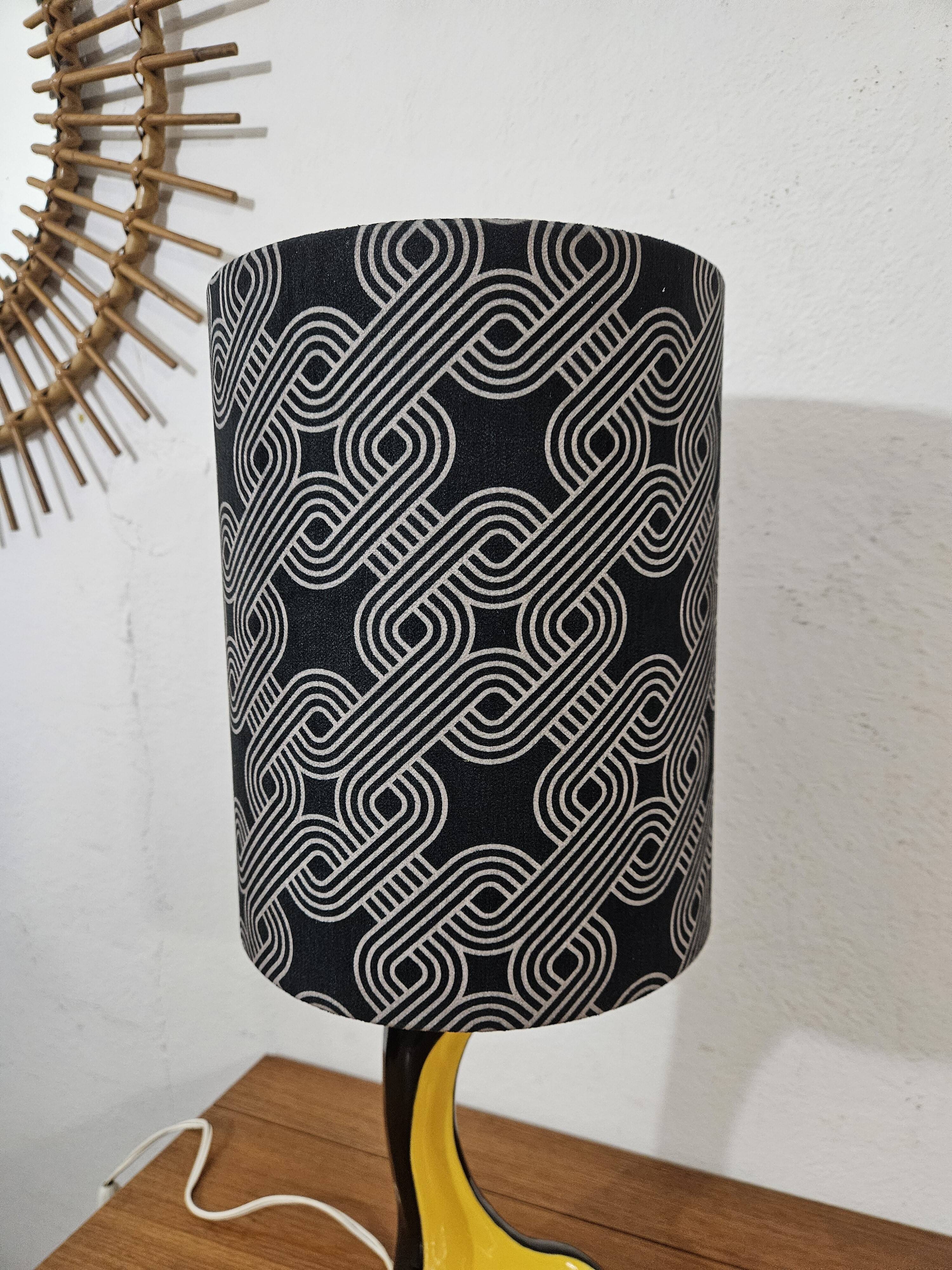 Vintage ceramic lamp free form Yellow and Black