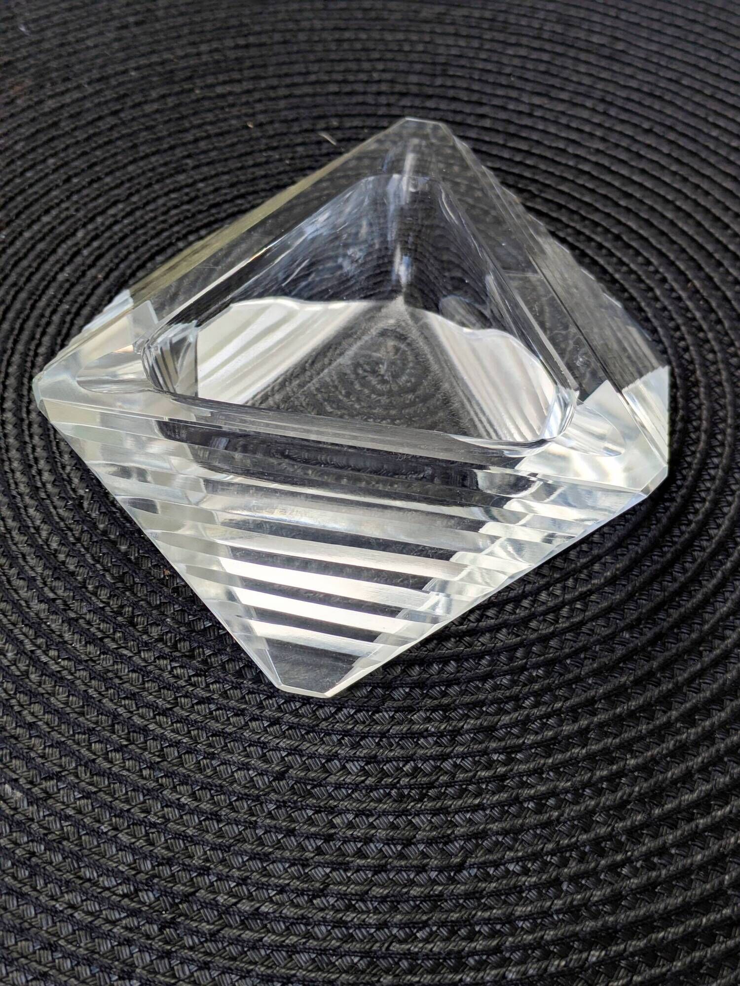 Ashtray pocket tray faceted glass Murano Midcentury style