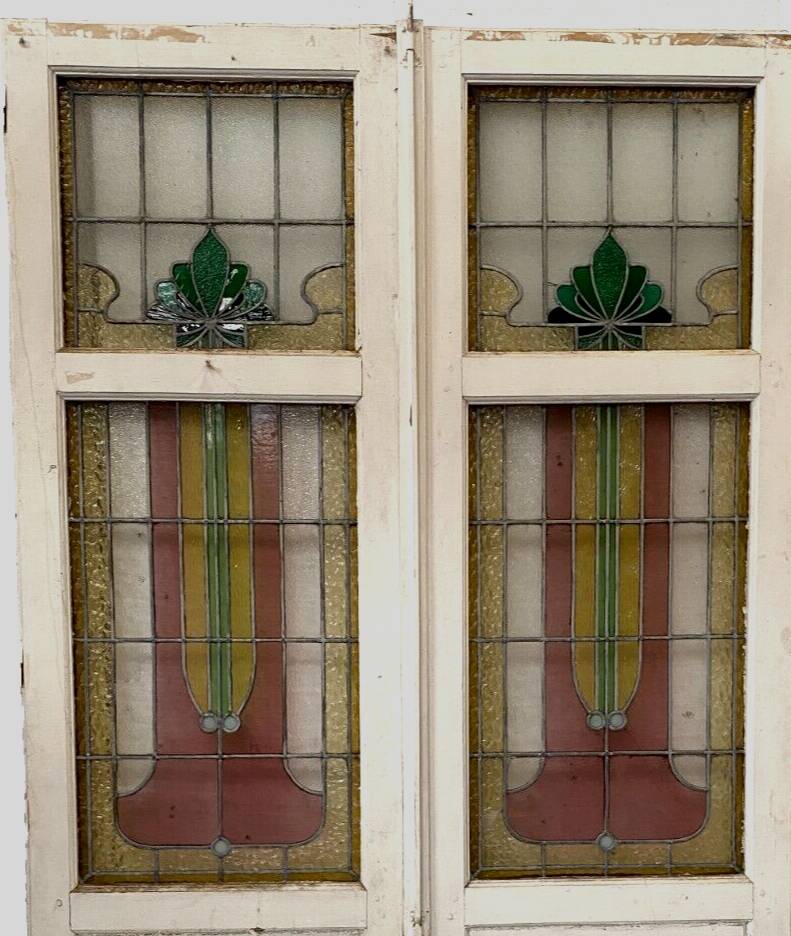 Double Art Deco stained glass partition doors from the 20th century