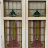 Double Art Deco stained glass partition doors from the 20th century