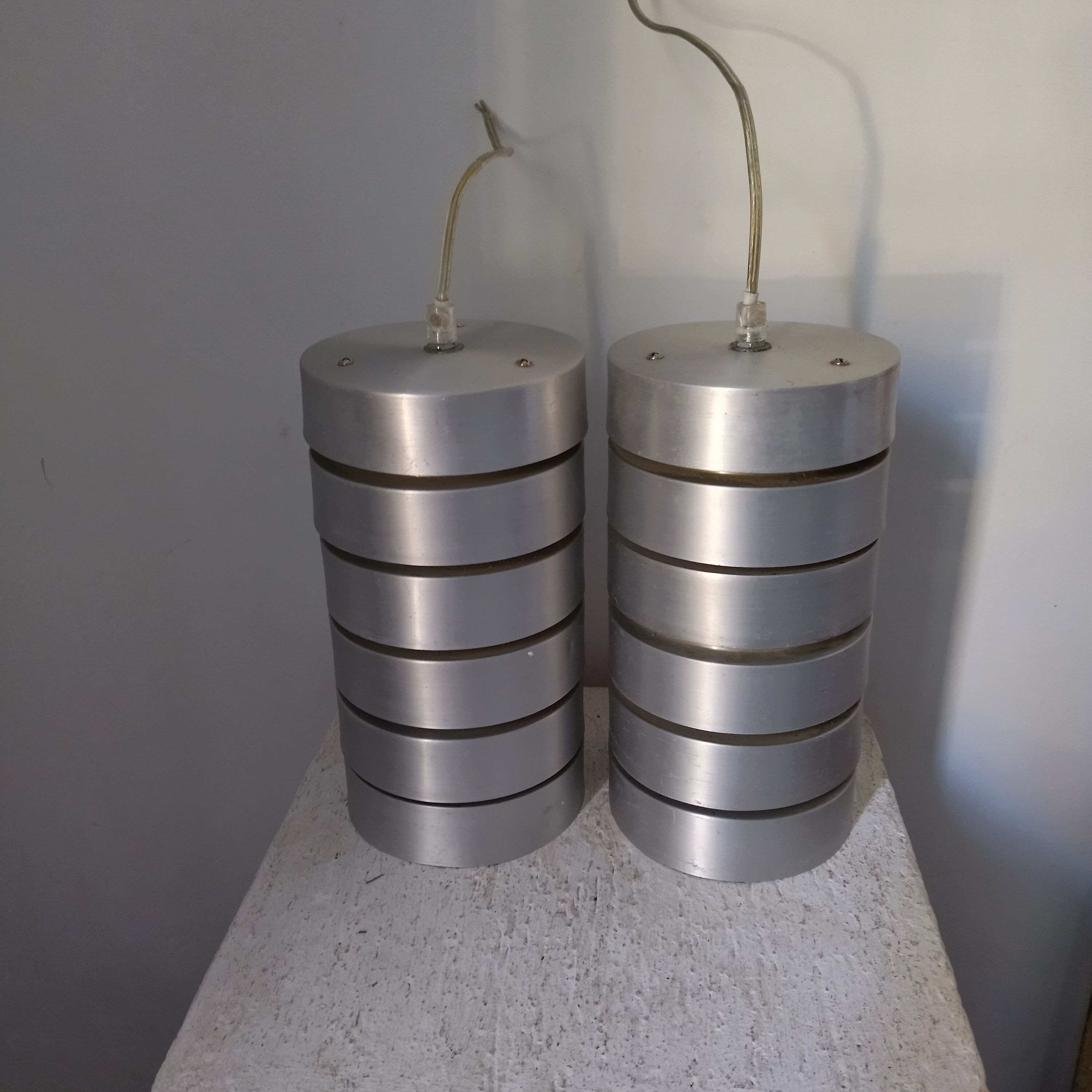 Pair of suspension brushed aluminum 70s