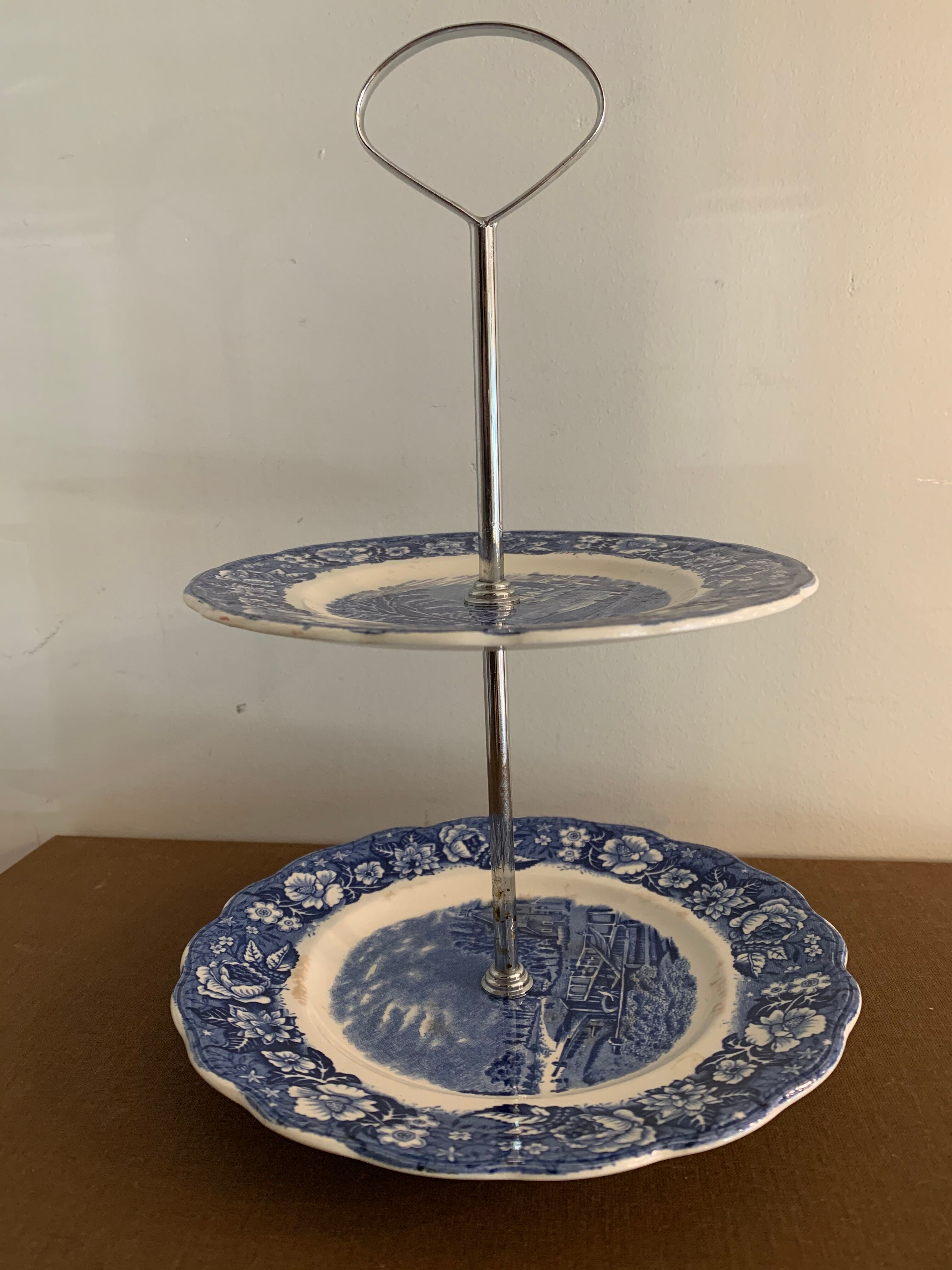 Blue and white porcelain servant or display Palissy Pottery Staffordshire England 1960