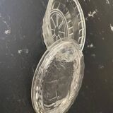 Oval molded glass butter dish