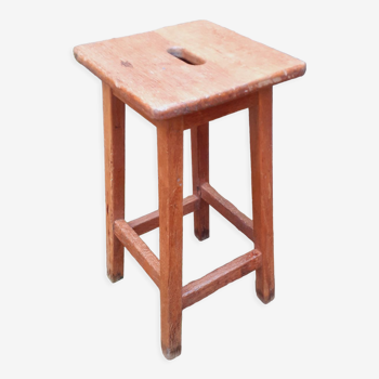 Tabouret d'atelier vintage en chêne massif année 40