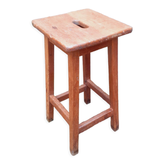 Tabouret d'atelier vintage en chêne massif année 40