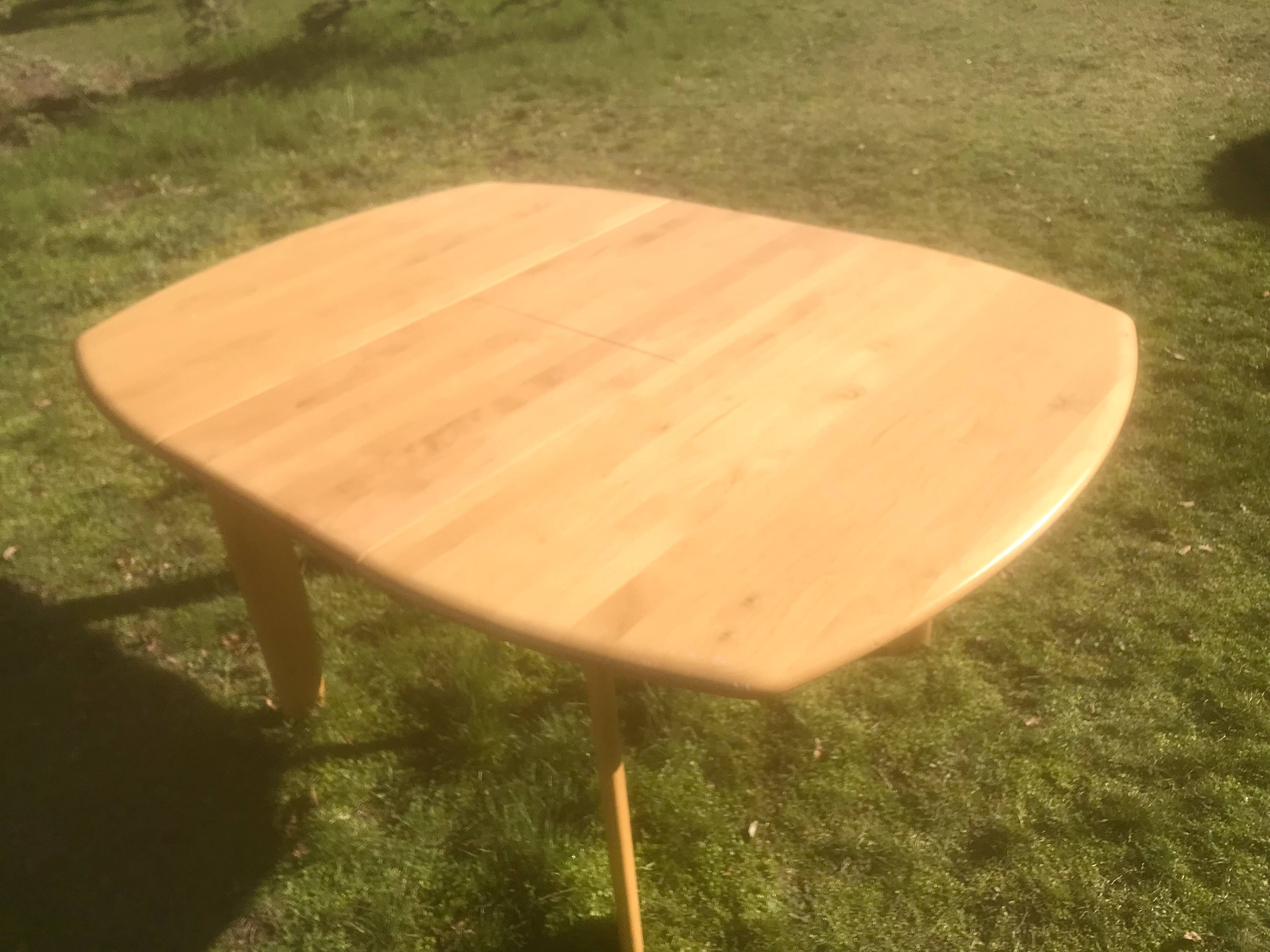 Vintage beech extendable dining table 1980