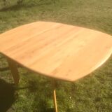 Vintage beech extendable dining table 1980