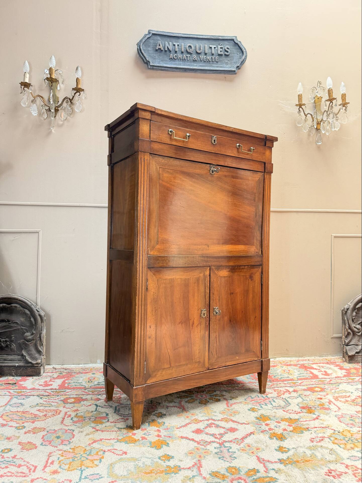 SECRETARY IN WALNUT IN LOUIS XVI STYLE 19TH CENTURY