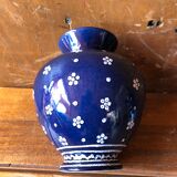 Pair of vase old gmundner keramik ceramic blue & white austria vintage