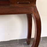 Solid wood console in colonial style – curved legs – drawer – 100x40x81cm