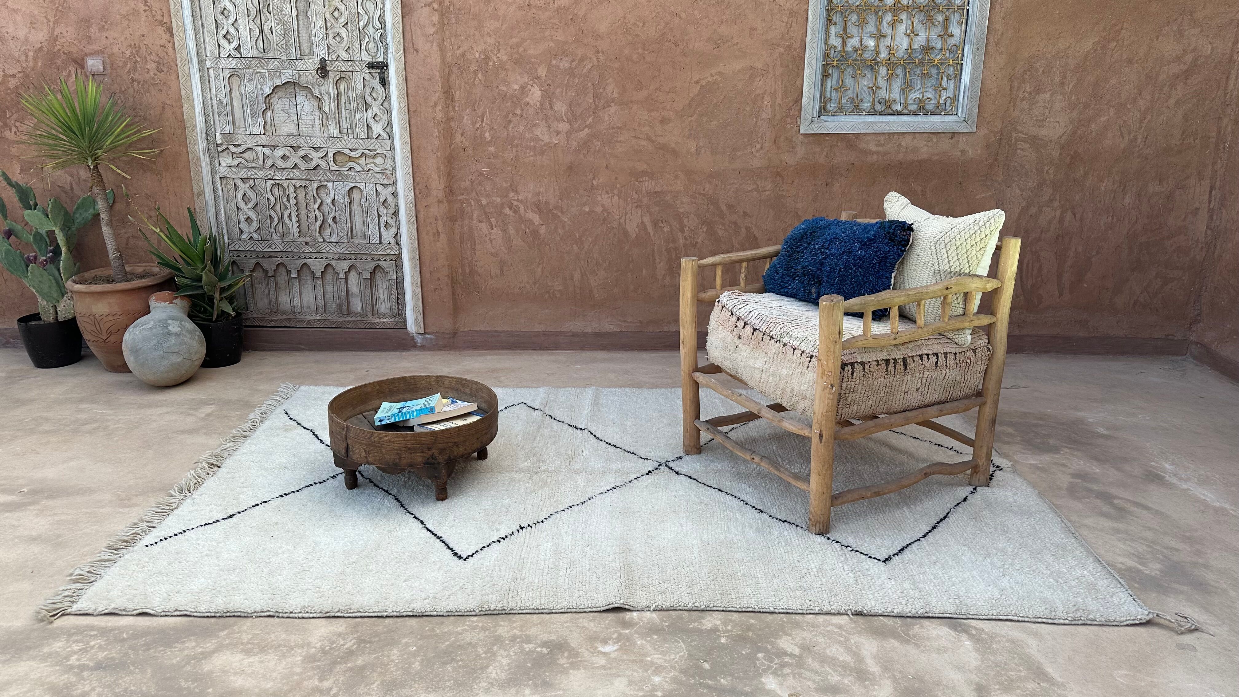 Moroccan rug ben ouarain white - 161 x 267 cm