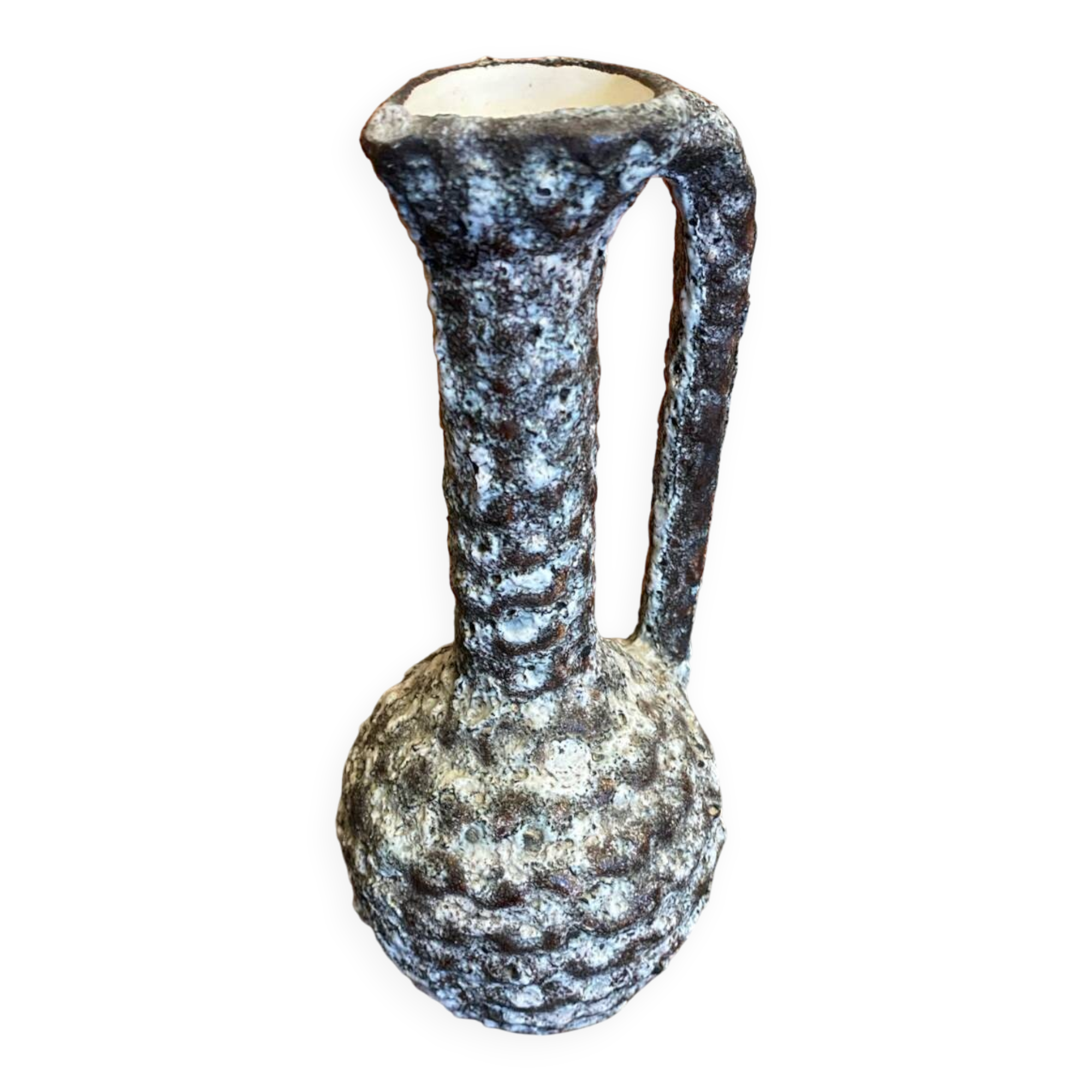 Old pitcher annette roux fat lava ceramics grey & bubbles