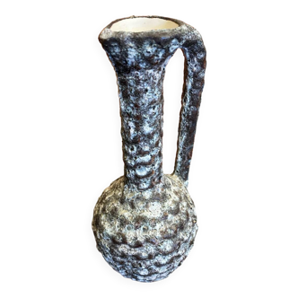 Old pitcher annette roux fat lava ceramics grey & bubbles