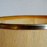 Modernist lamp chromed metal 70s, beige canvas lampshade