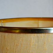 Modernist lamp chromed metal 70s, beige canvas lampshade