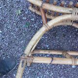 Paire de repose pieds pour fauteuils en rotin vintage