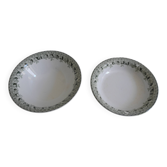 duo plats saladier St Amand Murier antique french dishes salad bowl