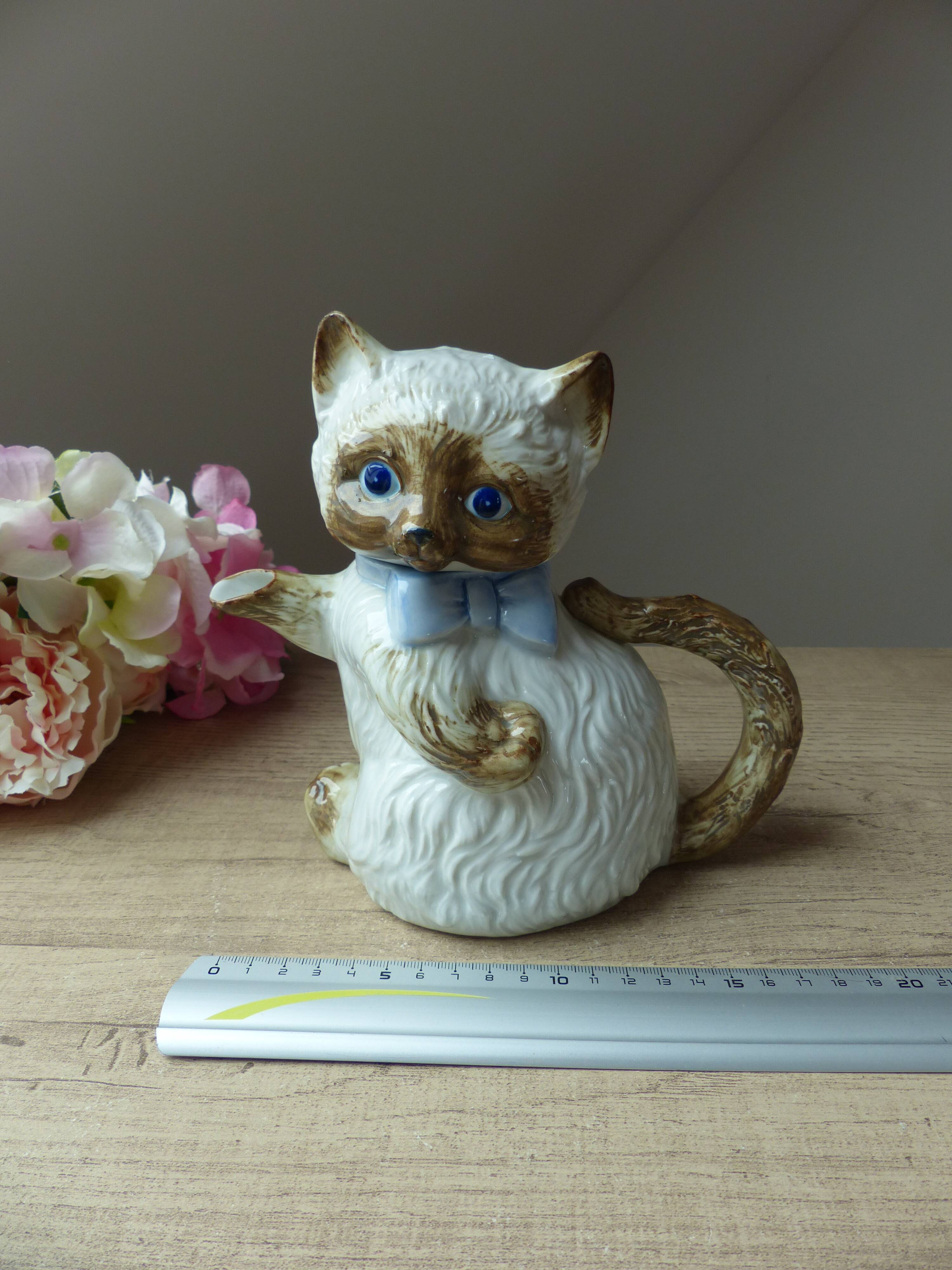 Théière chat en céramique fabriquée au Japon vintage