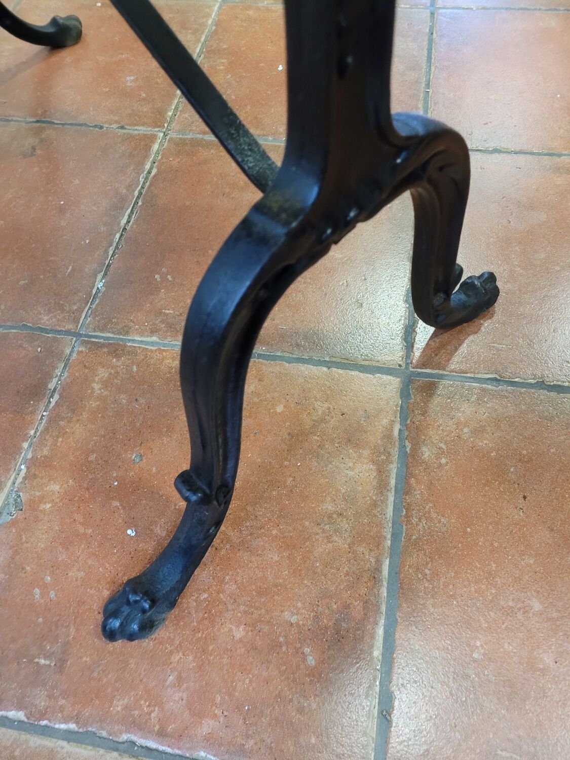 Old bistro table with oak top