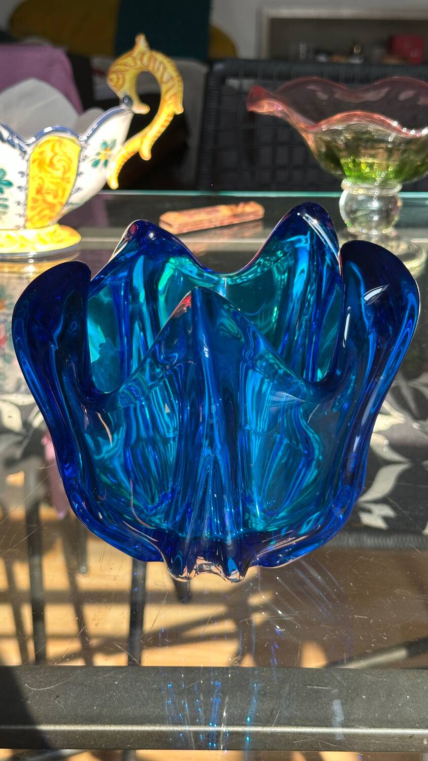 Vintage Cobalt Blue Glass Vase by Jacques – Edelweiss Label, 1970s