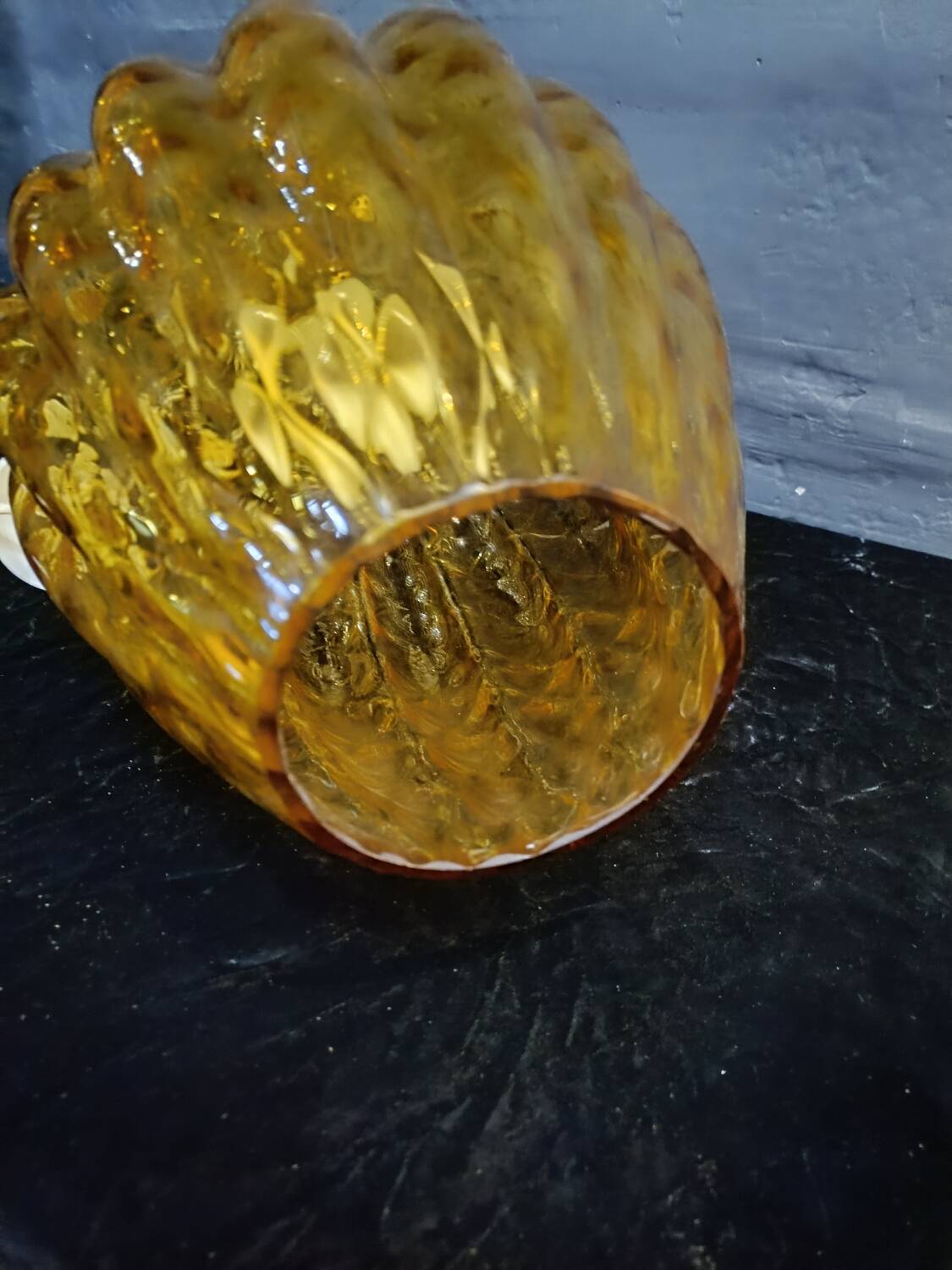 Vintage amber glass chandelier