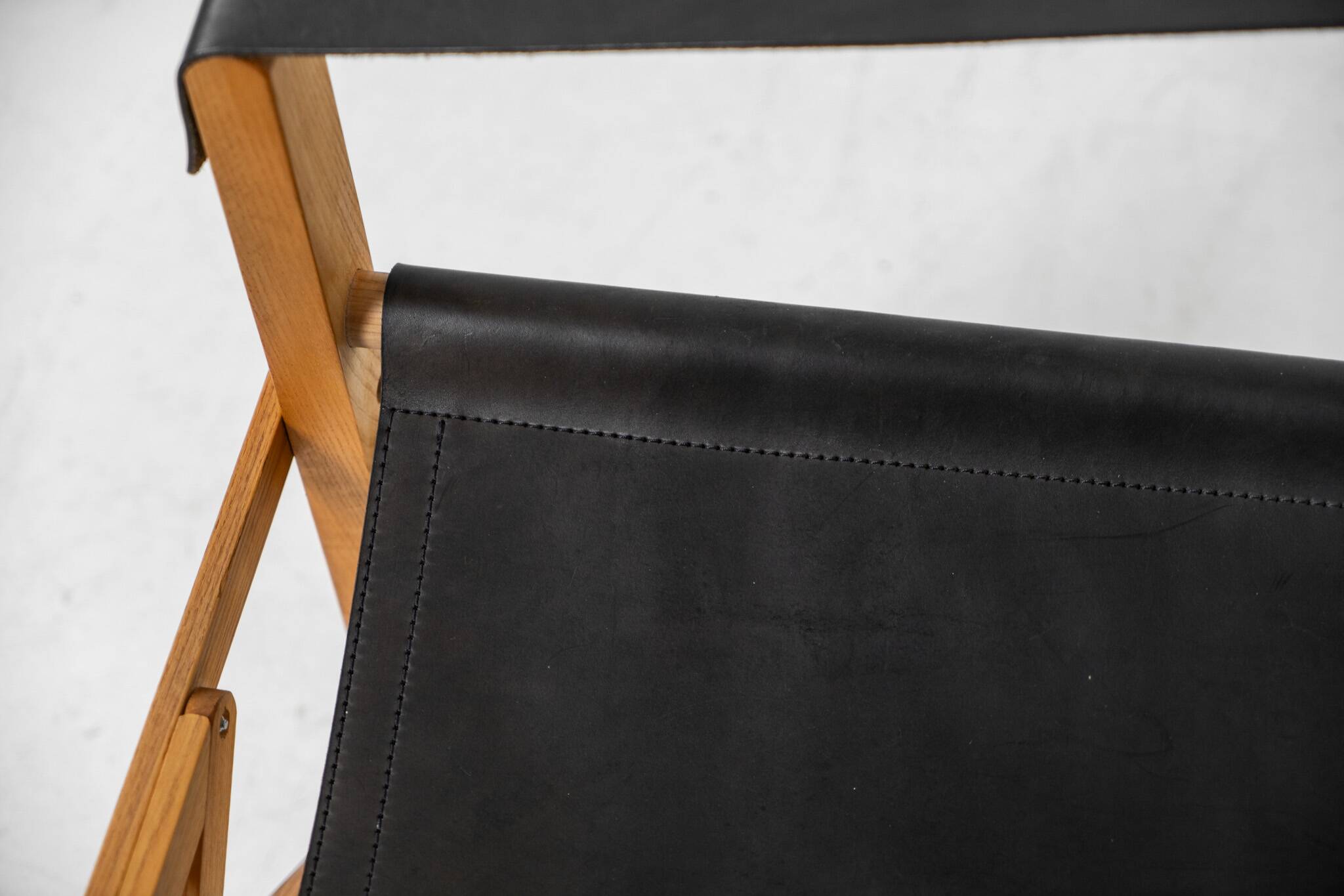 fauteuil safari en chêne et cuir