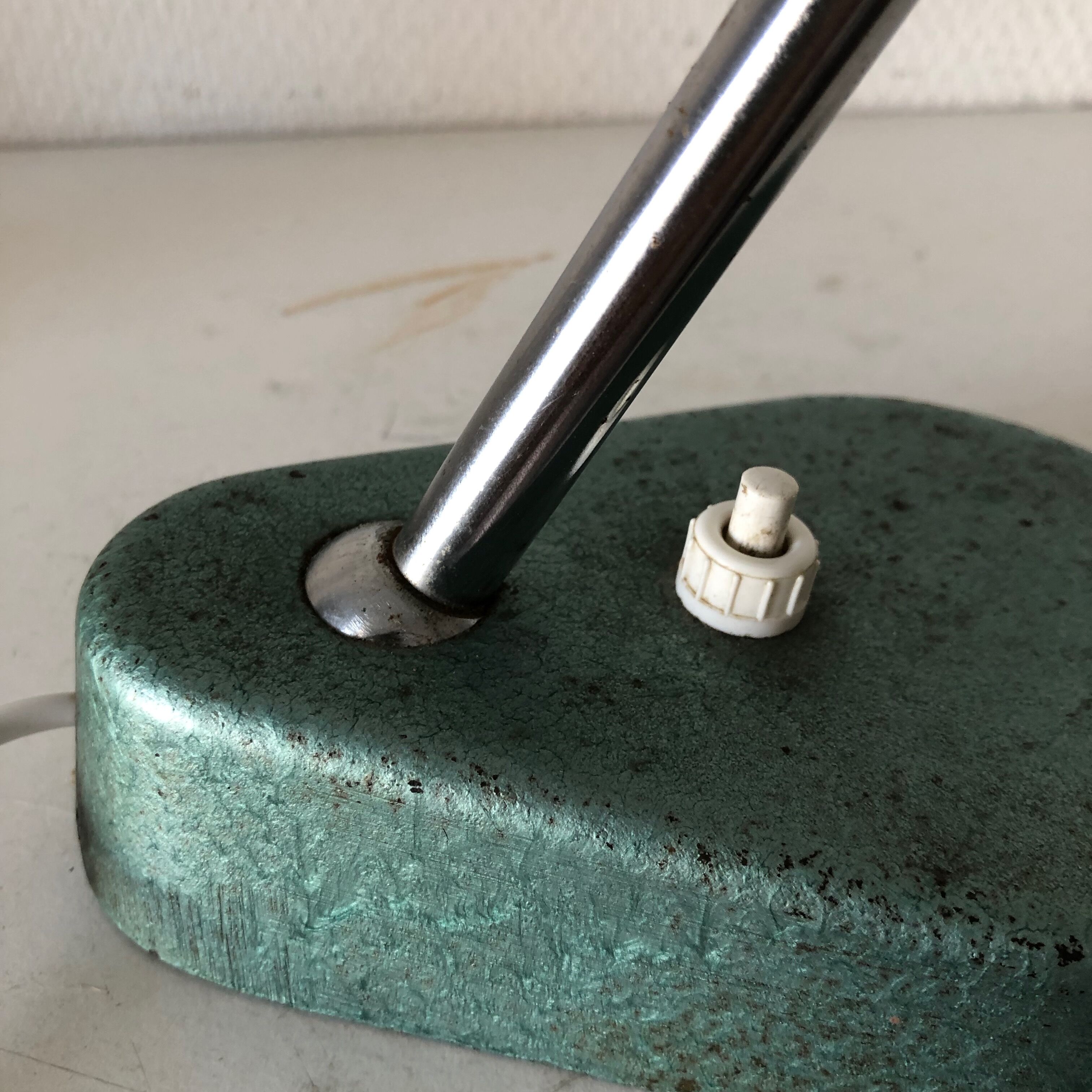 1950 vintage metal green Aluminor desk lamp - 35 cm