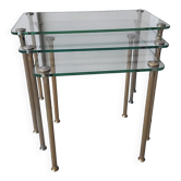 Nested tables in brass and glass