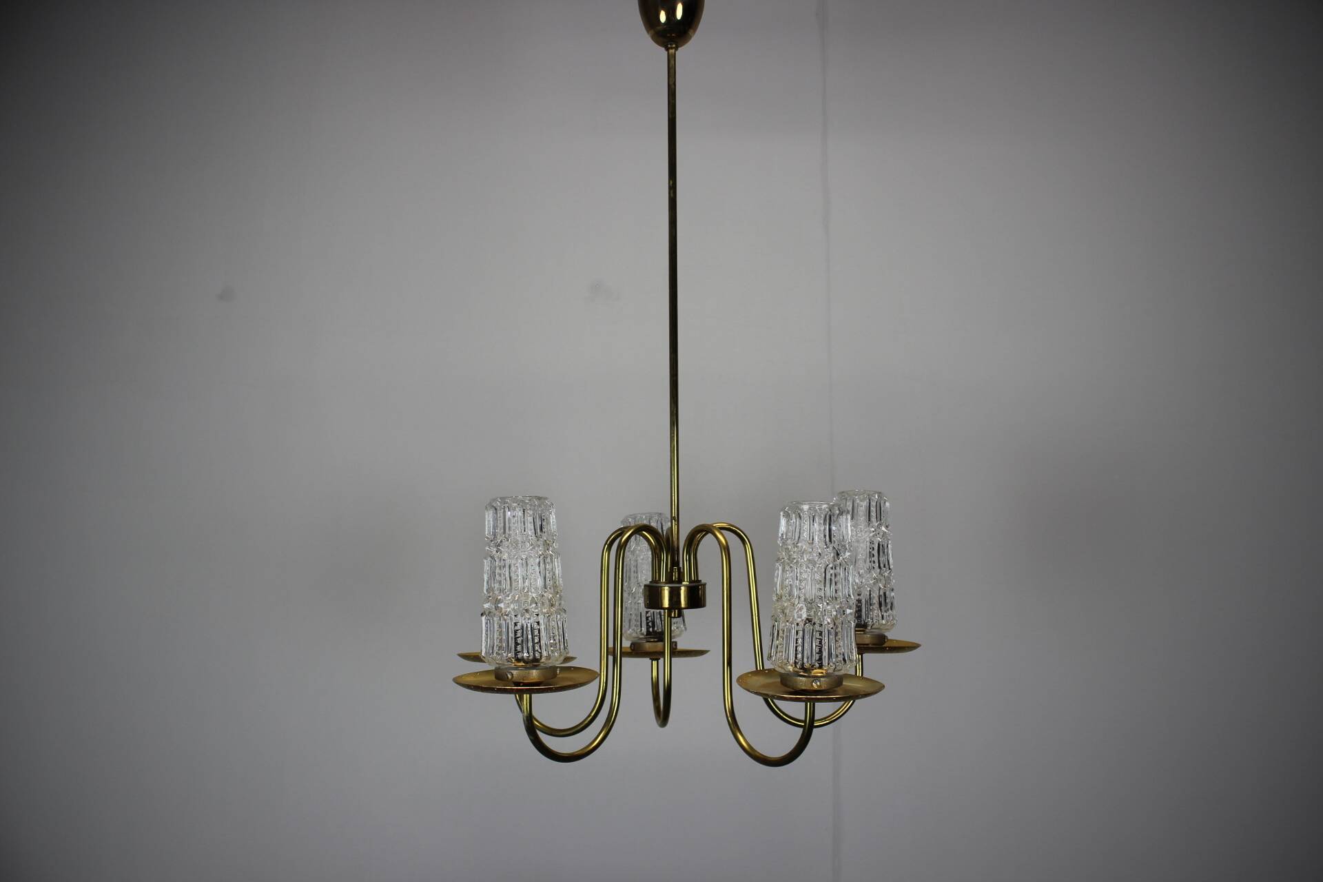 Mid-Century Brass Chandelier, 1970s, Czechoslovakia