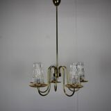 Mid-Century Brass Chandelier, 1970s, Czechoslovakia