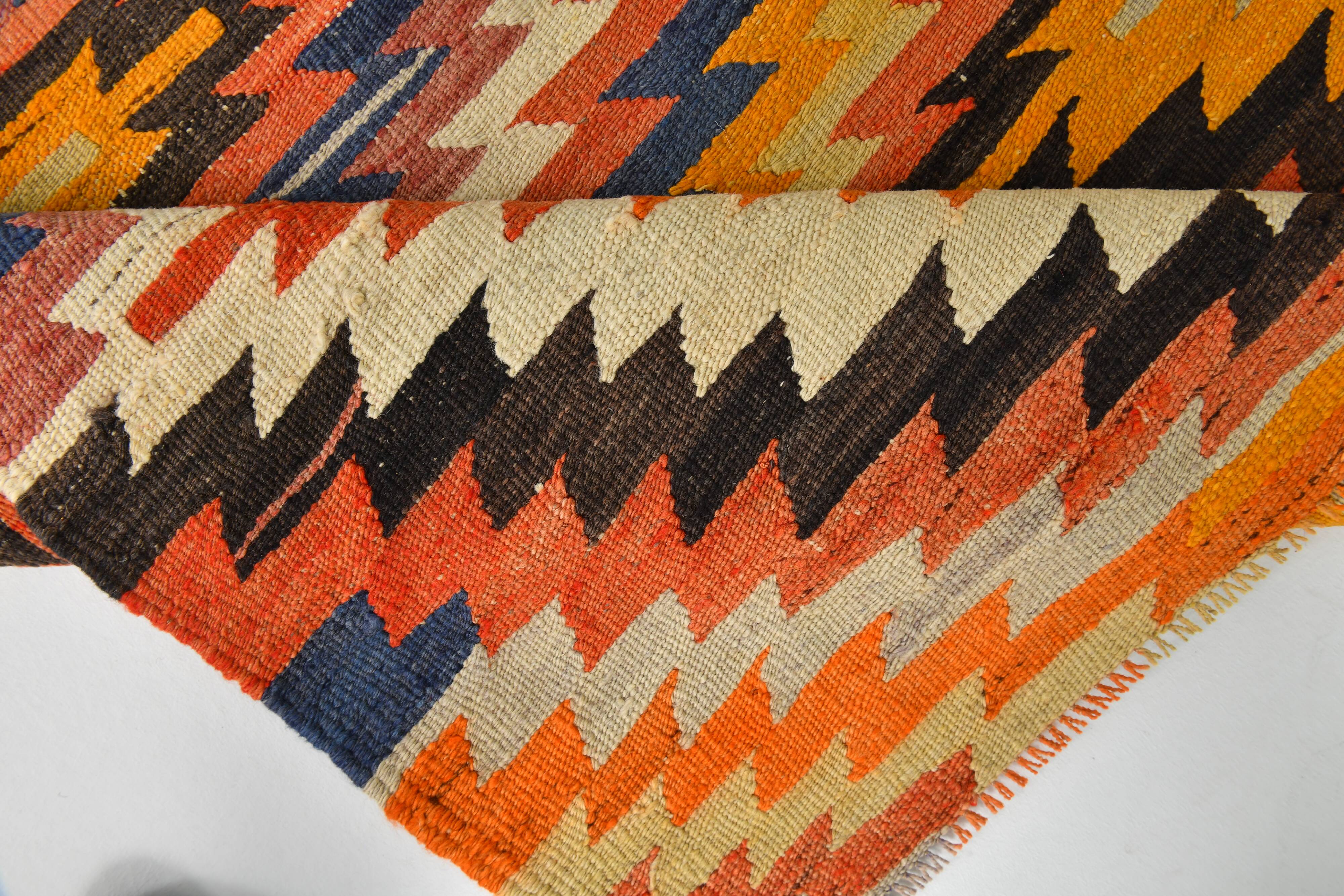 5x6 Turkish Hand Woven Multicolor Kilim Carpet Rug, 160x190 Cm