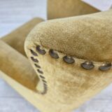 1960s, Danish armchair, honey-yellow furniture velour, original condition.