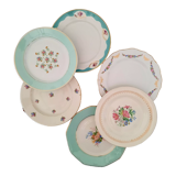Mismatched old flat plates with gold