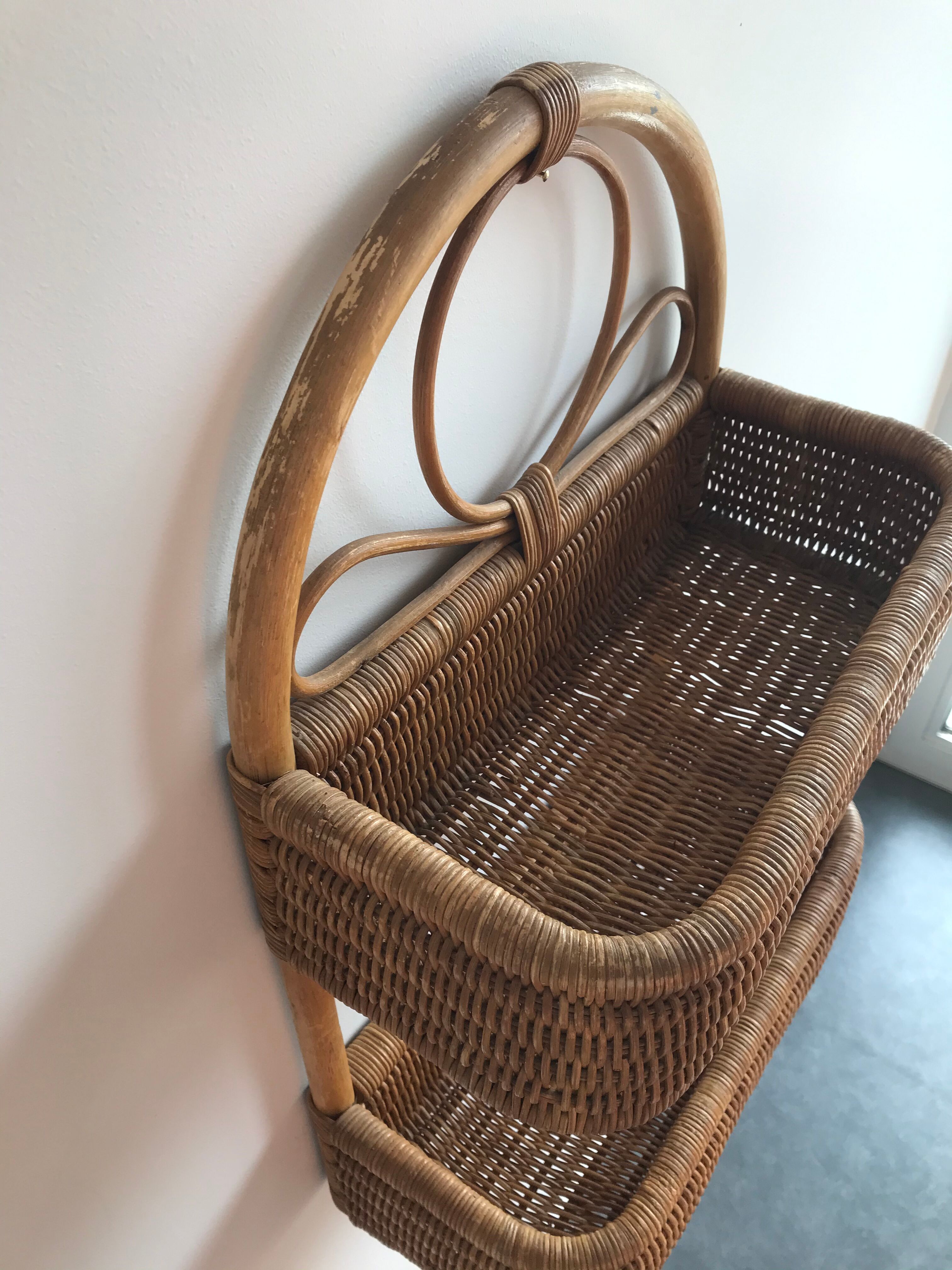 Wicker and rattan shelf