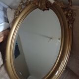 Antique large oval beveled mercury mirror