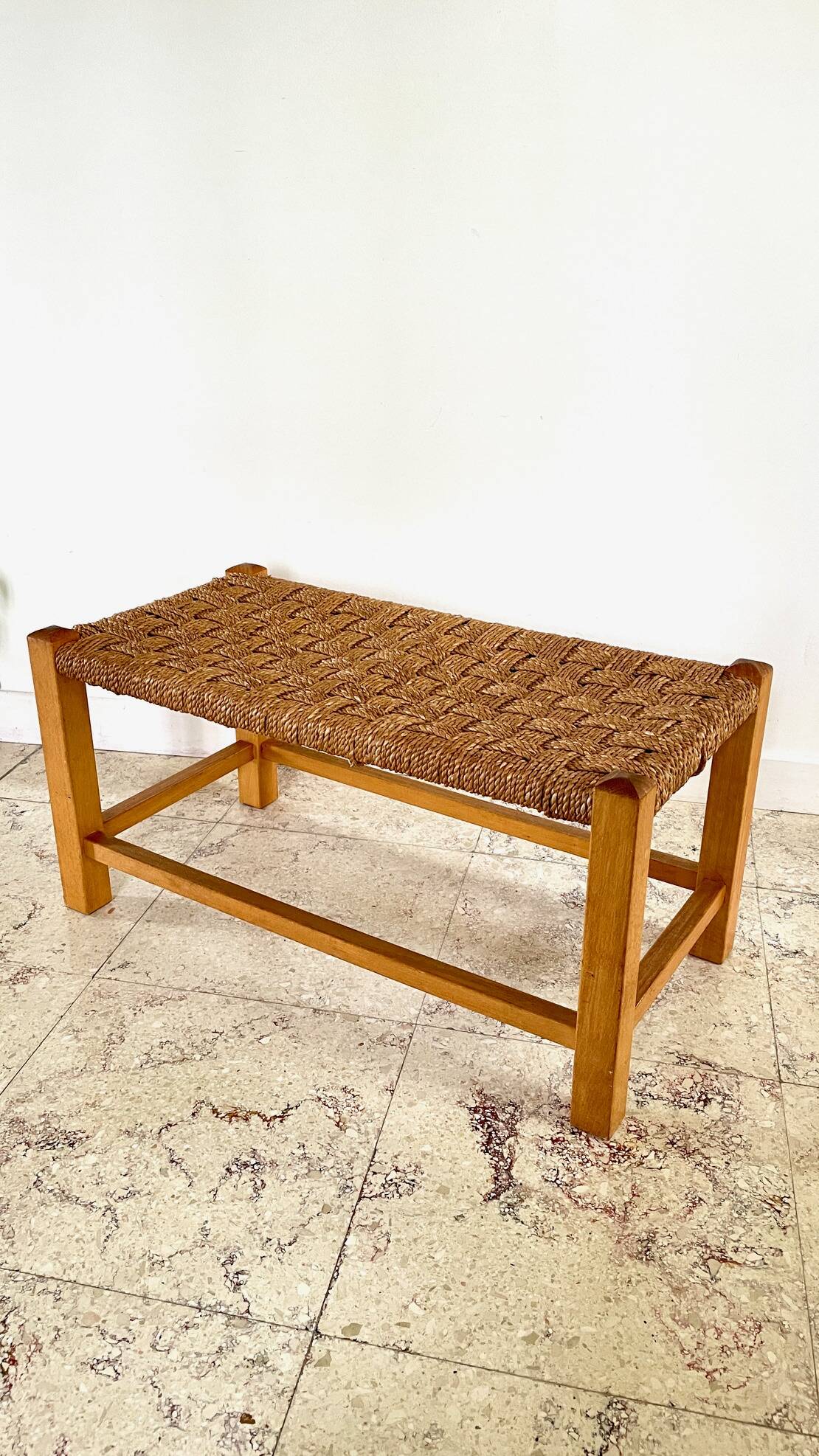 Stool bench wood and rope vintage bohemian spirit