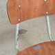 Set of 3 Czech school chairs in metal and wood.