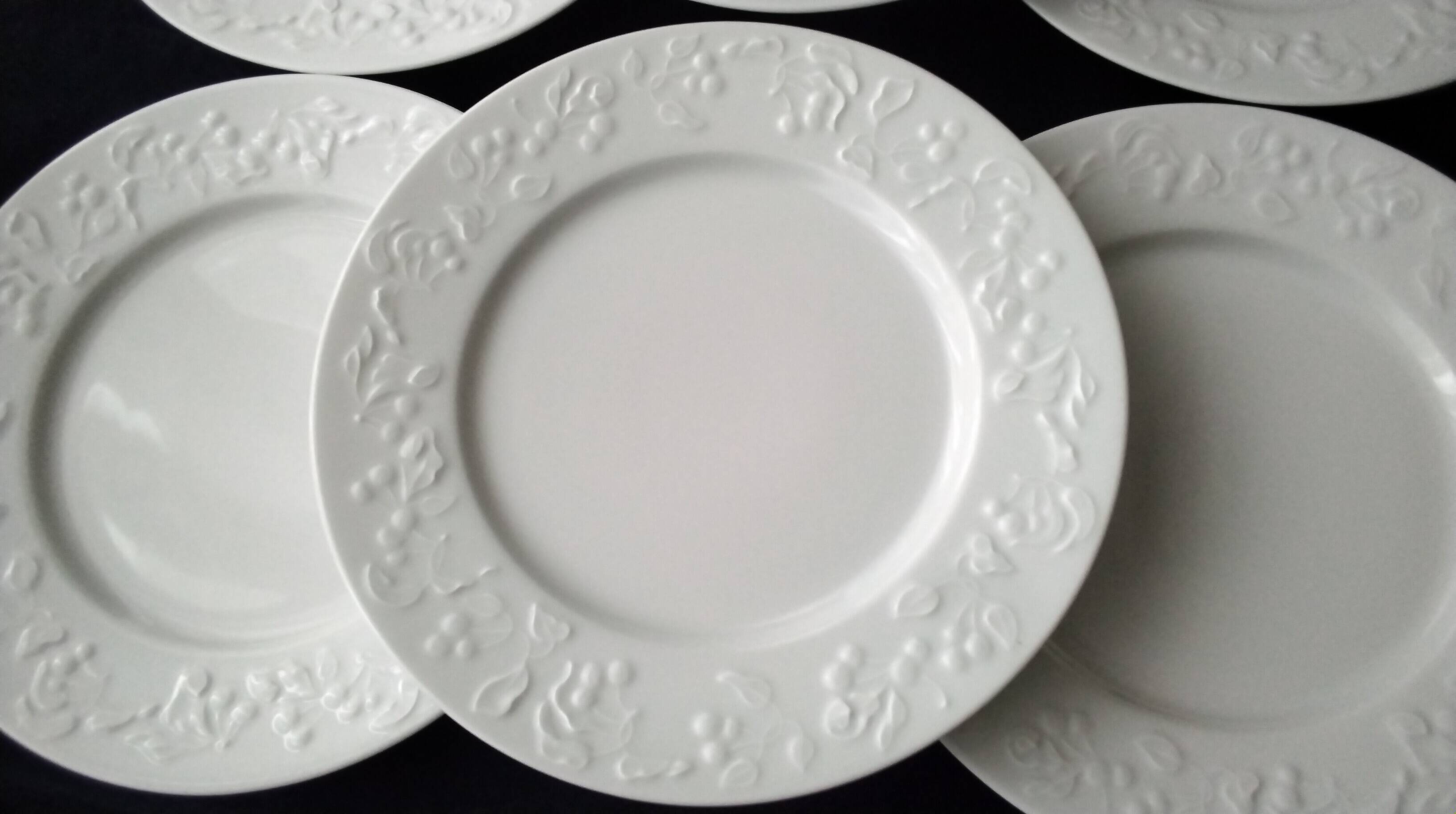6 Large flat plates in white Limoges porcelain