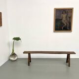 Antique bench in solid walnut