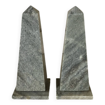 Pair of obelisk bookends in marble