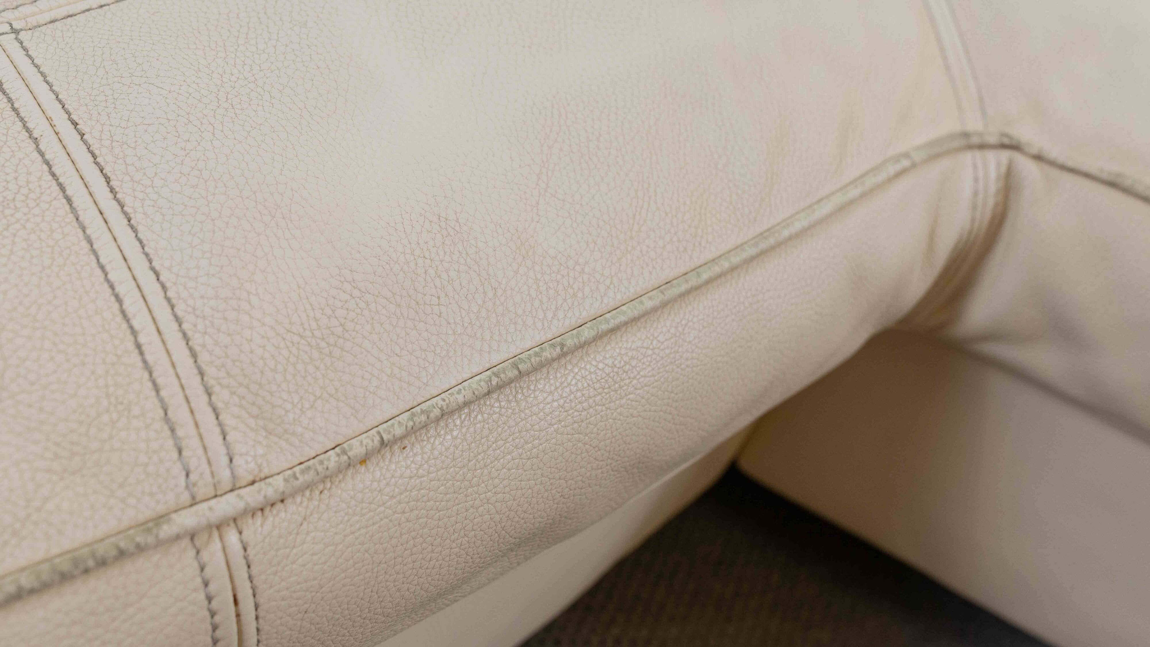 BRETZ Eves Island Creme, 4-Seater Sofa in Leather