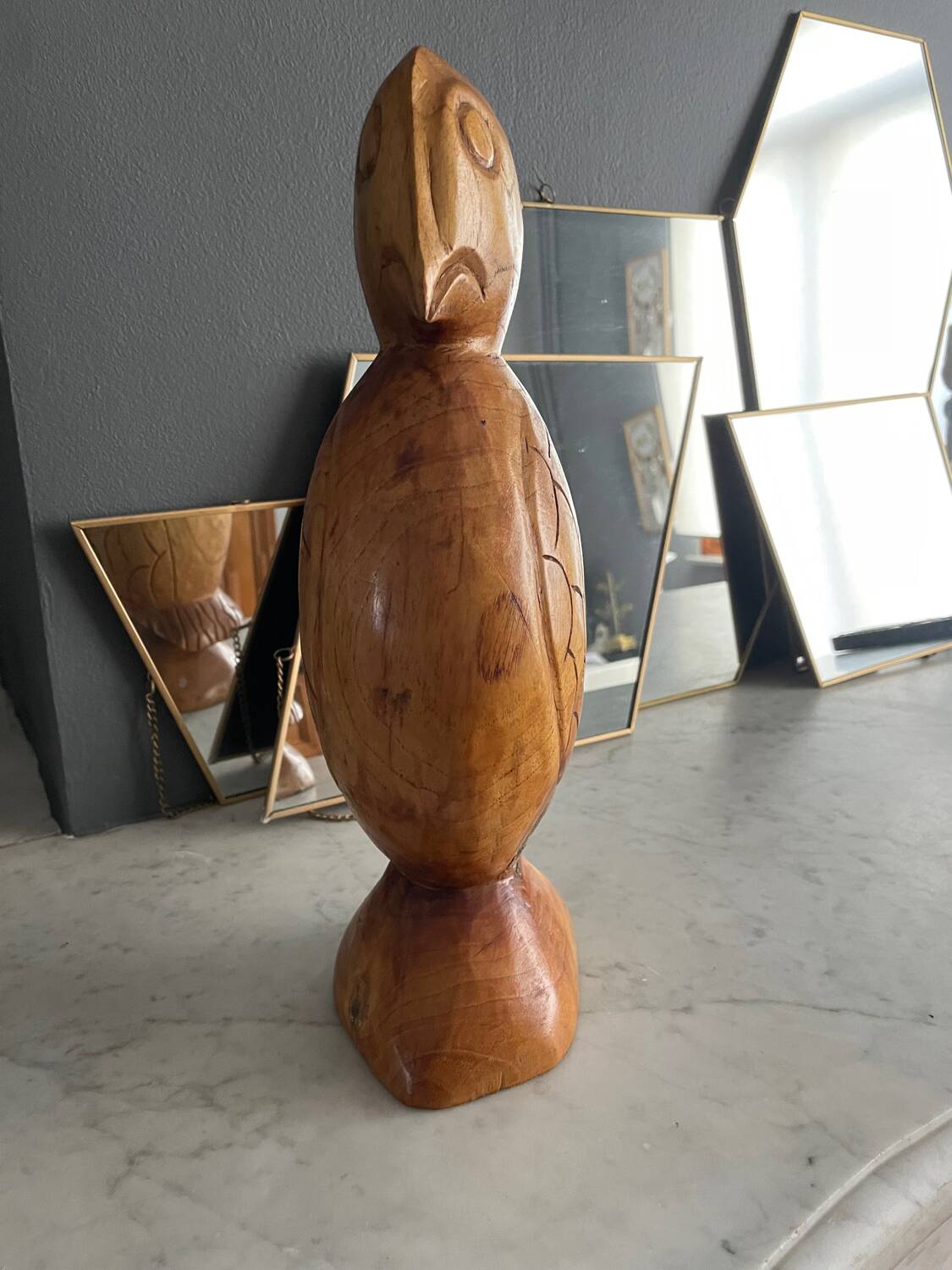 Wooden bird sculpture