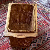 Wicker and wood basket