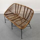 Mid-Century Rattan Bench, 1960s Product Overview
