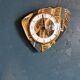 Vintage formica clock asymmetrical silent wall clock "Ochre gray black"