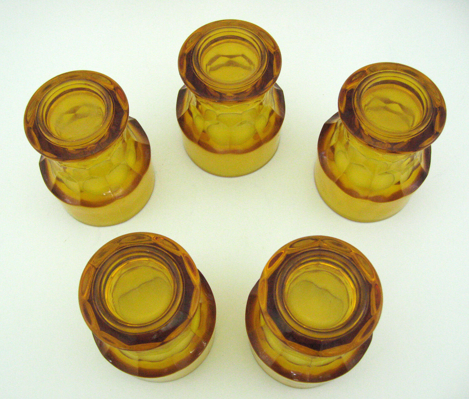 5 water cups in amber glass - Made in Italy - vintage 70s