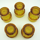 5 water cups in amber glass - Made in Italy - vintage 70s